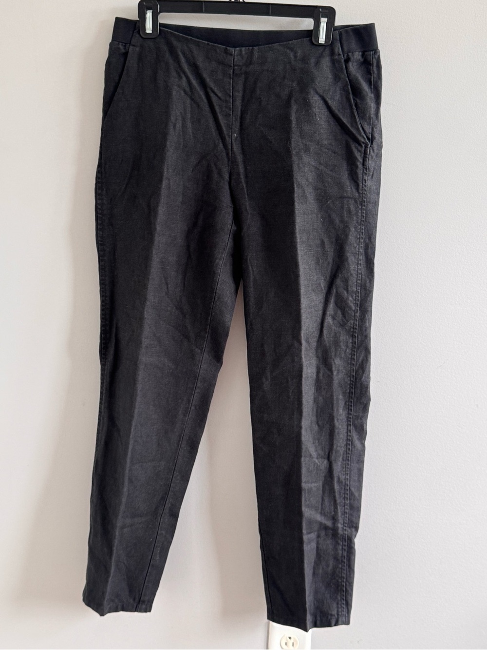 J.Jill Love Linen Black Pull On Tapered Pants Women’s Small Tall 100% Linen
